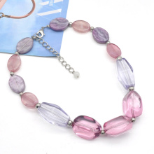 2021 new trendy spring summer collection purple pink rose red acrylic resin chain necklace